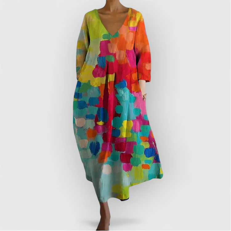 Anastasia™ | Vestido Colorido con Escote en V