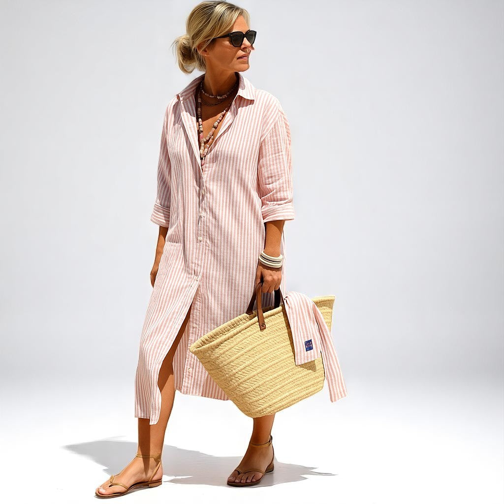 Denise™ – Vestido Camisero a Rayas