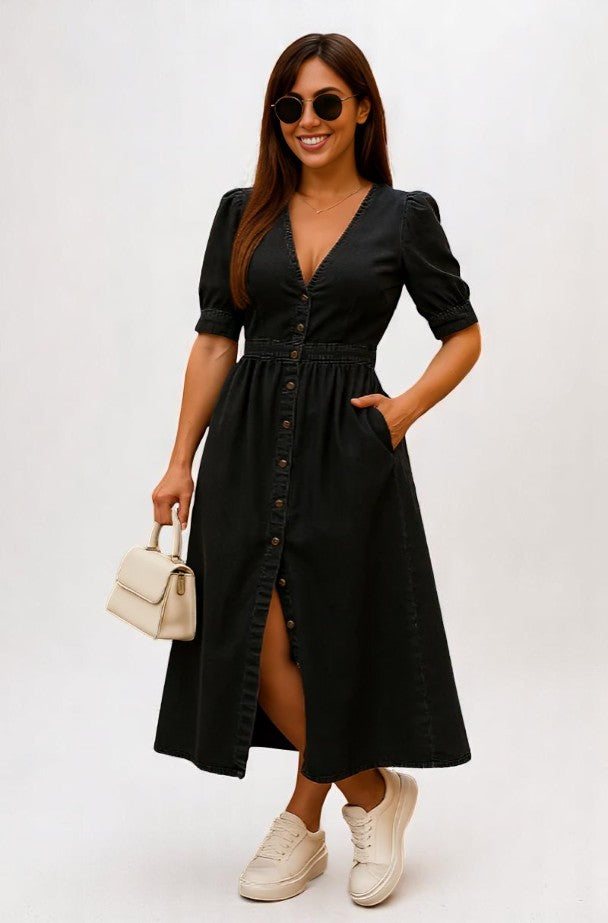 Amélie™ – Vestido Brillante de Denim