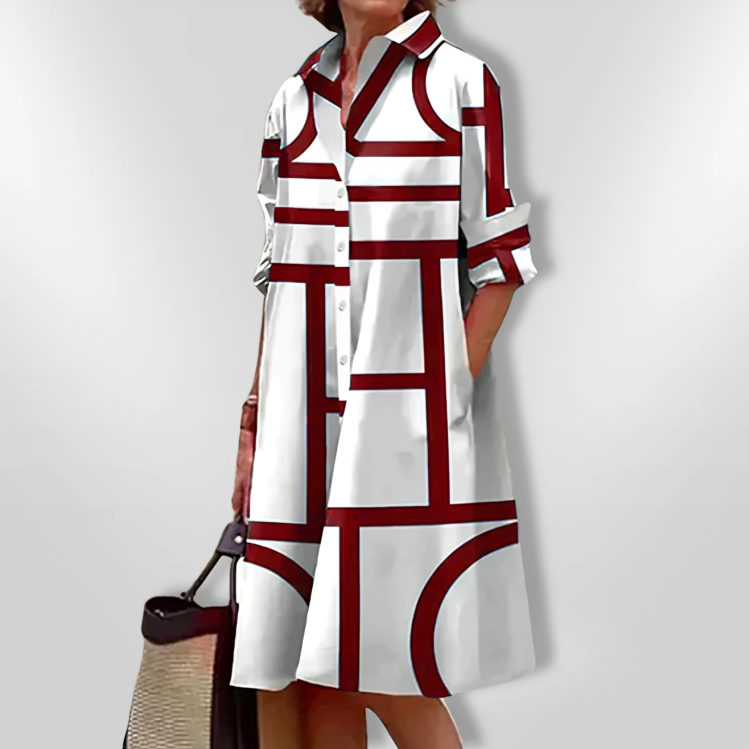 Helena™ | Vestido Midi con Estampado Geométrico
